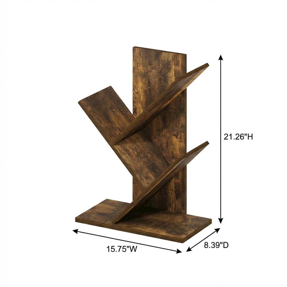 Wood Bookcase in Warm Brown Finish with Ample Storage and Easy Assembly