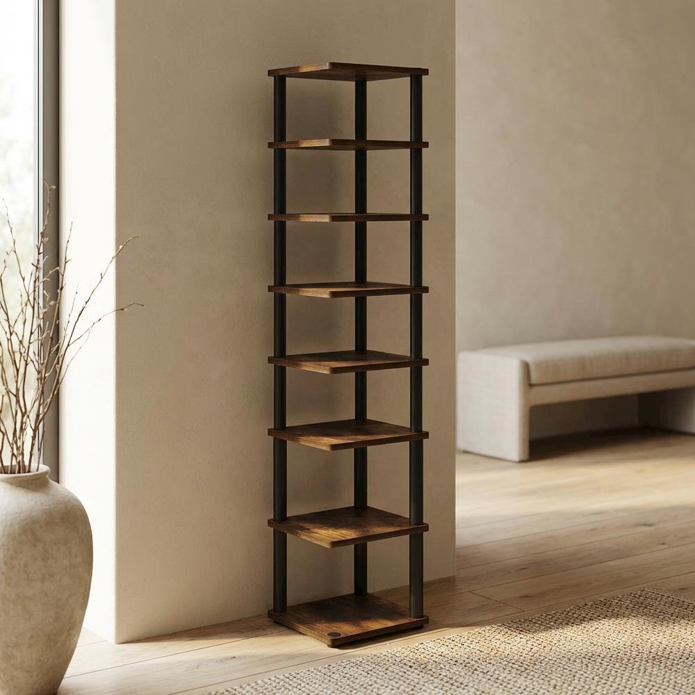 Gold 8-Tier Vertical Shoe Tower, Free Standing Space Saving Closet Organizer