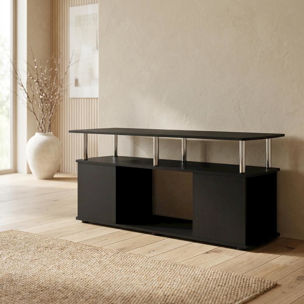 Dark Americano TV Stand for TVs up to 50 Inches with Open Shelves, Storage