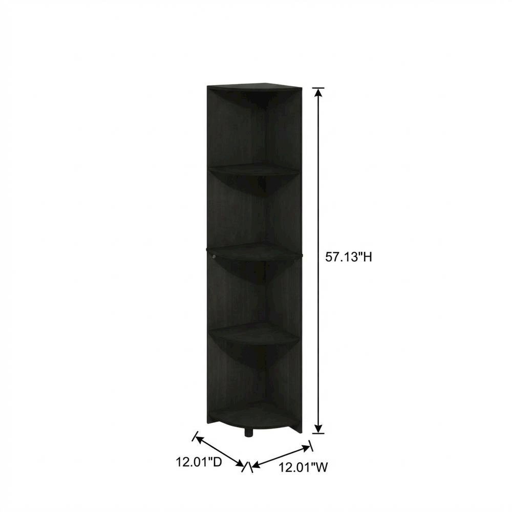 Espresso 4-Tier Corner Bookcase with Multiple Shelves for Space Optimization