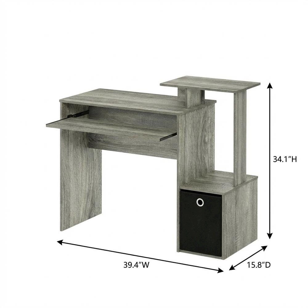 Wooden French Oak Finish Home Office Computer Desk with Storage Bin