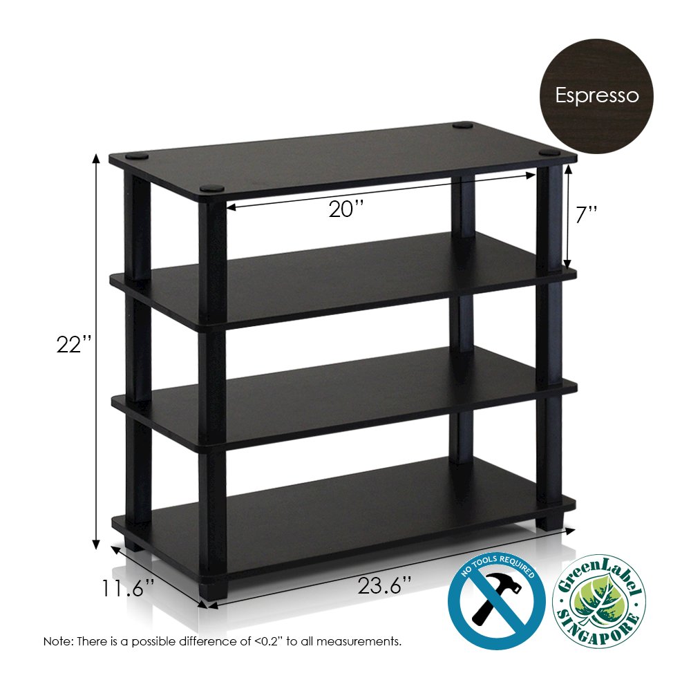 Turn-S-Tube 4-Tier Shoe Rack, Espresso/Black