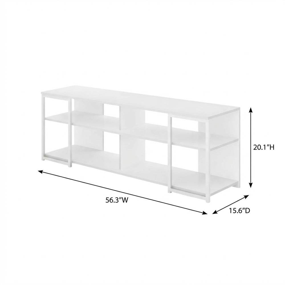 White Modern TV stand, up to 65-inch flat screens, metal, wood construction