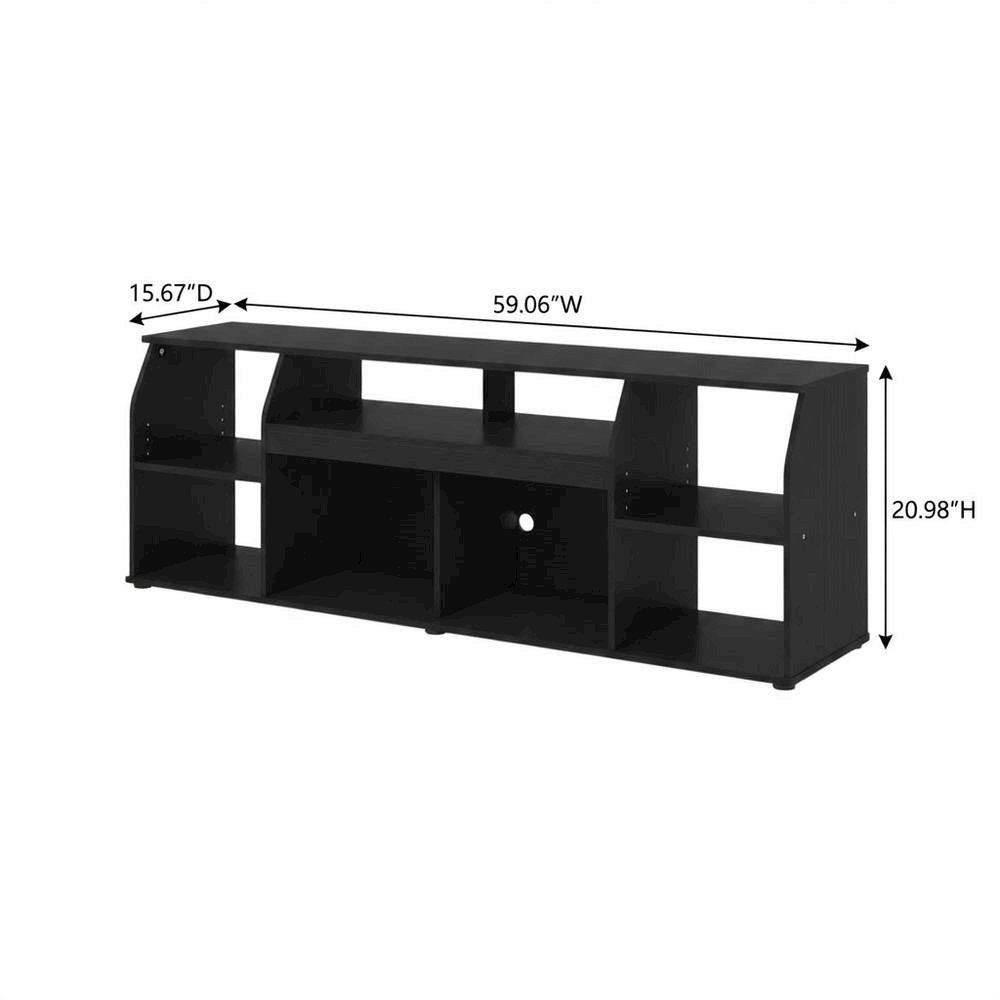 Large wood media console with LED lighting for TV up to 65 inches, Americano