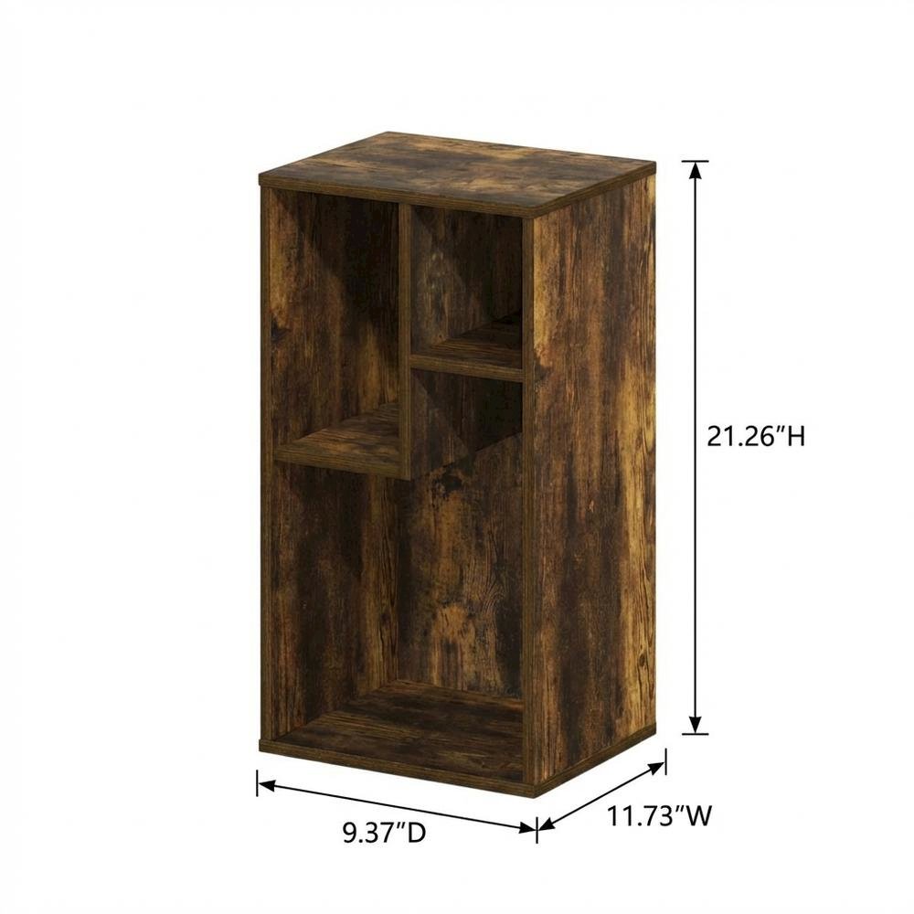 Amber Pine 3-Cube Irregular Bookcase with Storage Organizer