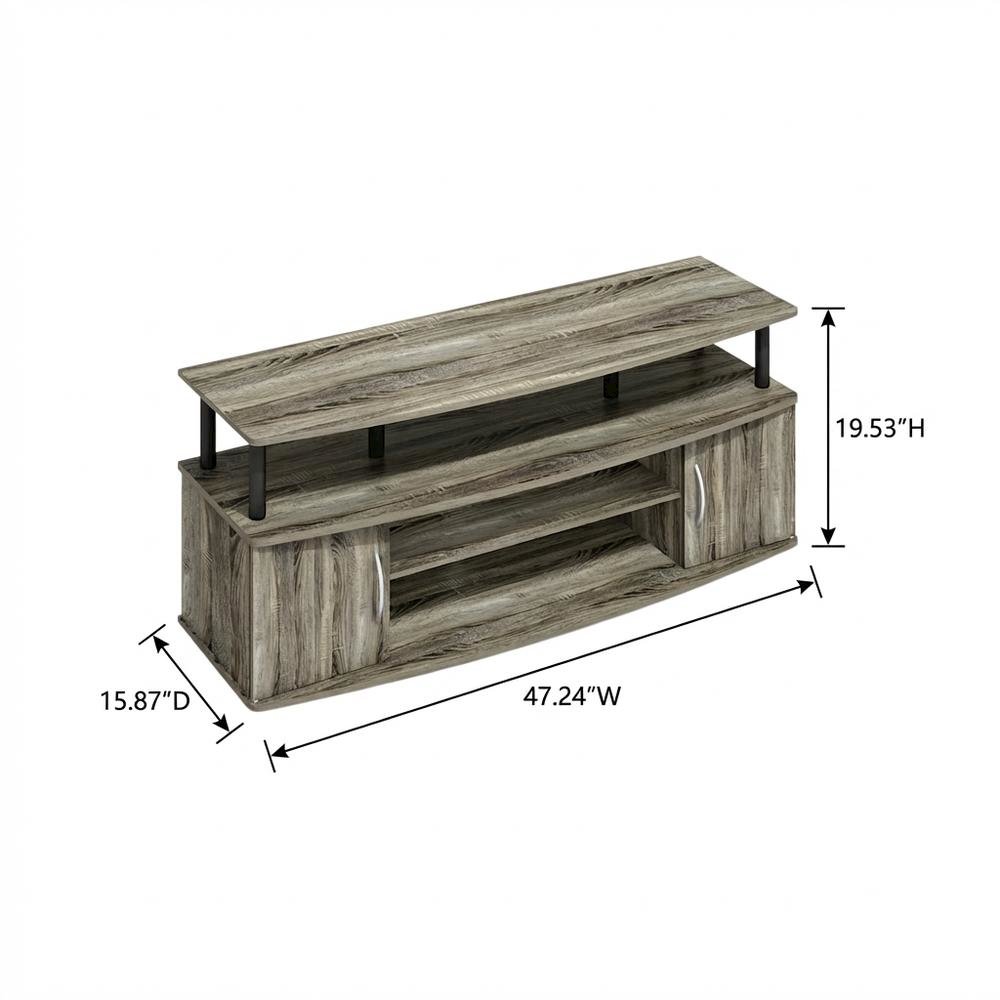 Gray oak entertainment center for up to 55-inch TVs with spacious storage