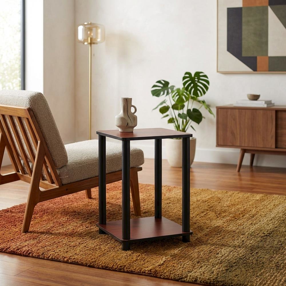 Dark Cherry and Black End Table with Smooth Finish and Versatile Design