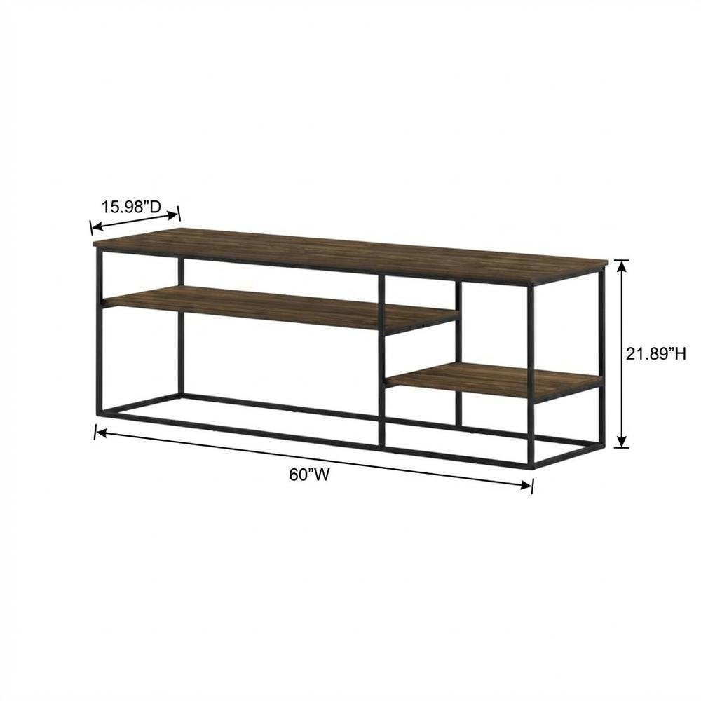 Modern TV stand in Columbia Walnut wood finish for TVs up to 65 inches