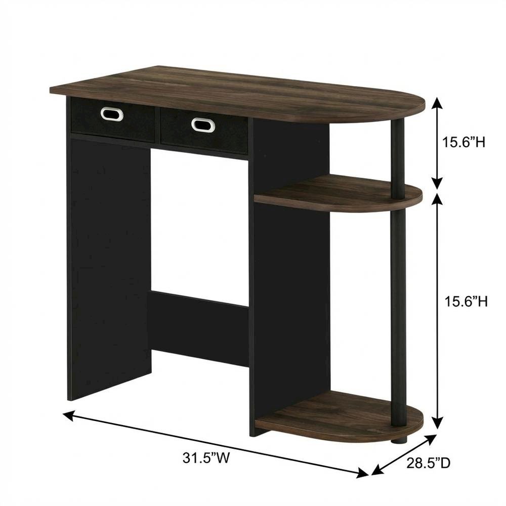 Computer workstation with Columbia Walnut, black finish, sleek design, durable
