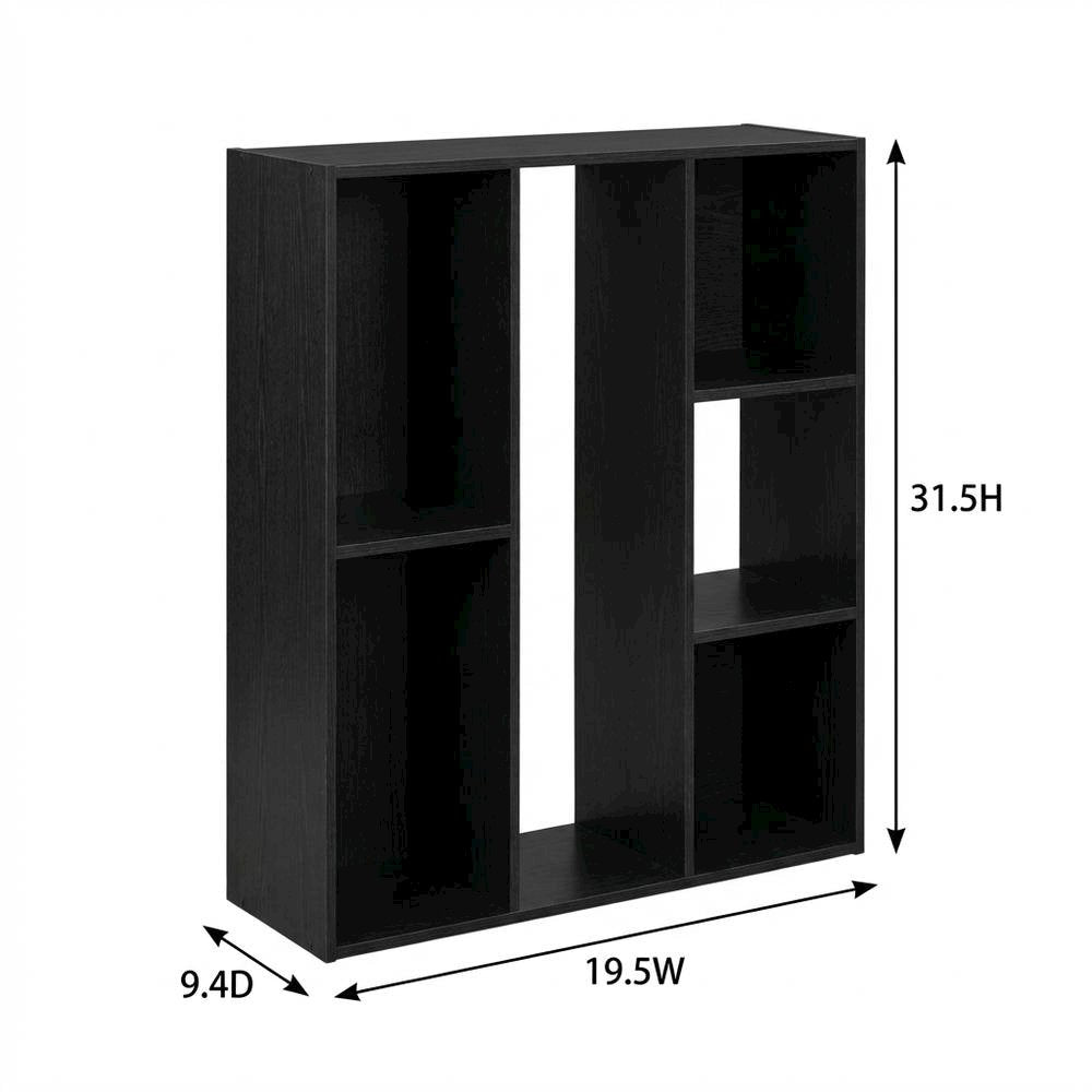 Black Reversible Cube Storage Shelf With Open Compartments And Durable Finish