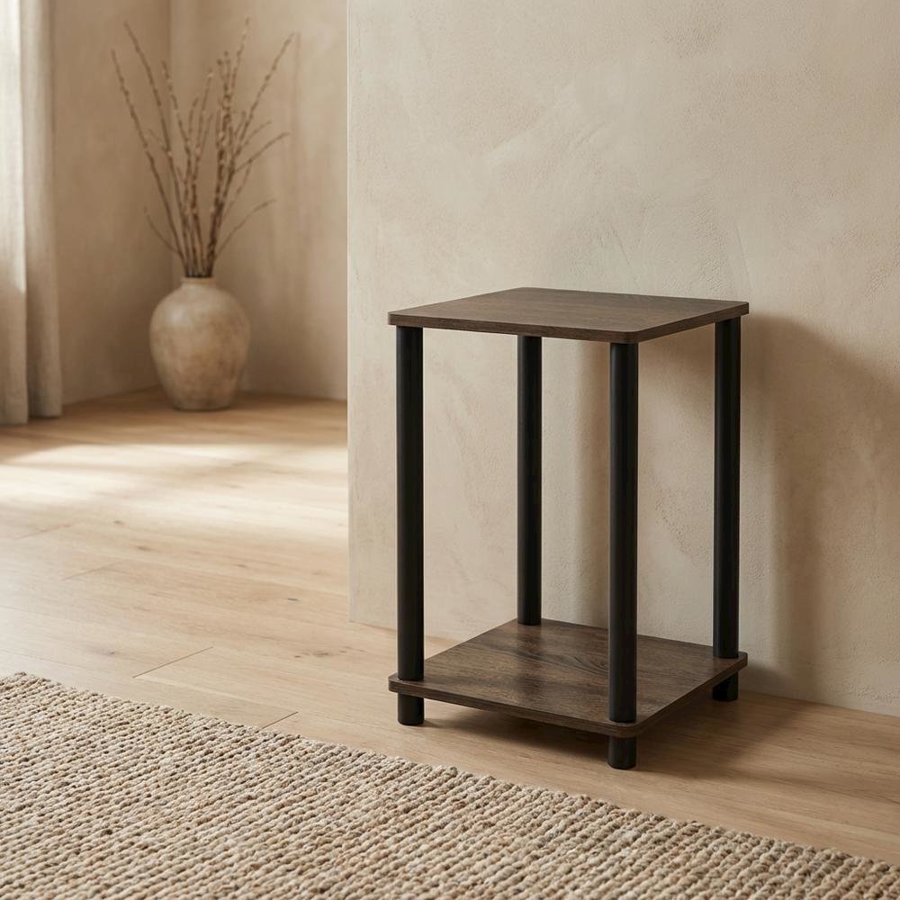 Walnut and Brown Wooden End Table with Sleek Design