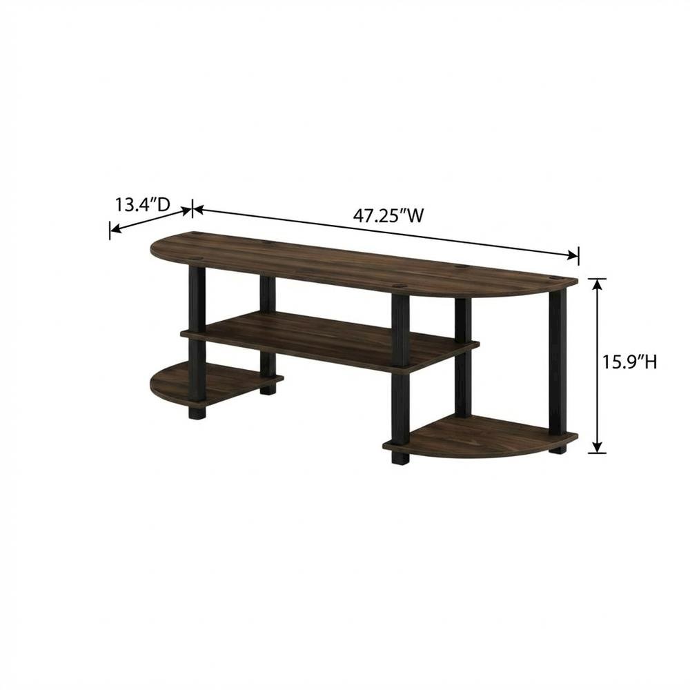 Walnut and Black TV Stand with Wide Surface and Storage Compartments