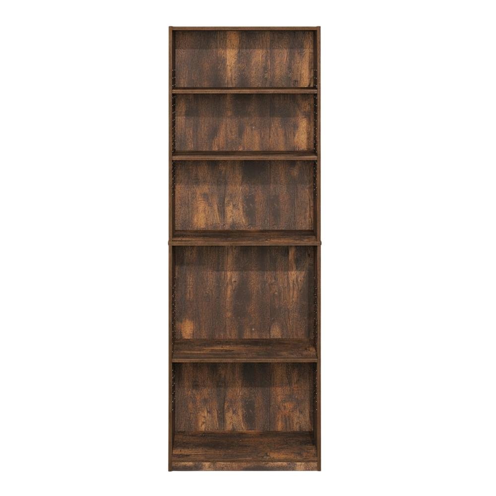 Amber oak 5-tier adjustable shelf bookcase with wood construction