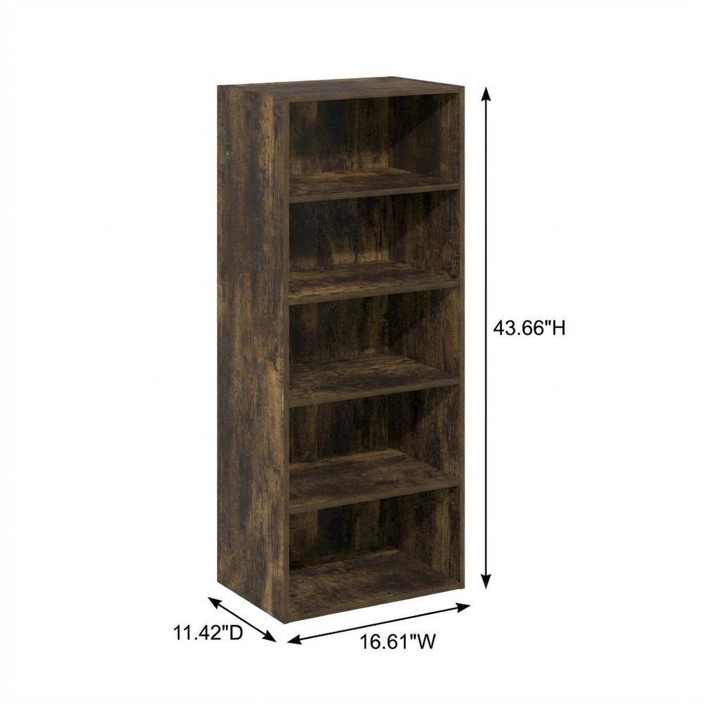 Amber Pine 5-Tier Open Shelf Bookcase with Versatile Storage Solution