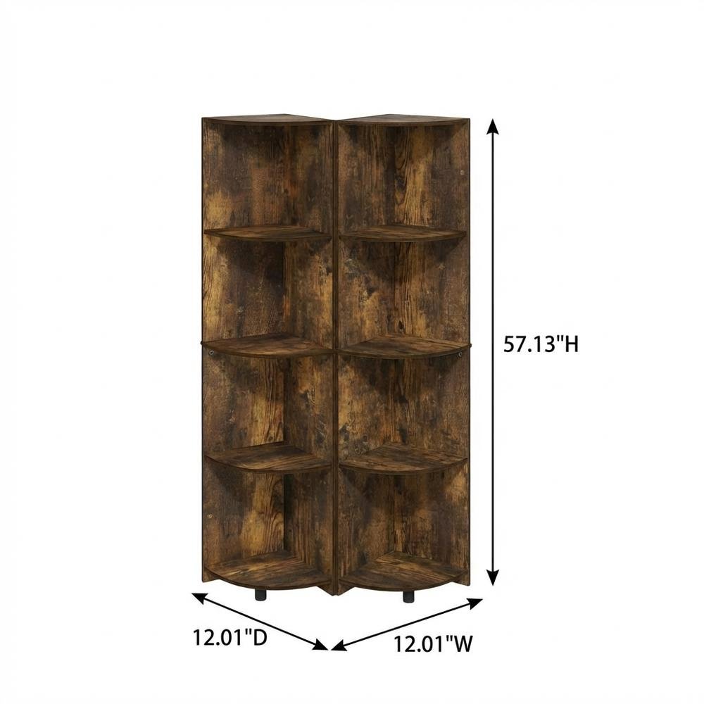 Amber Pine 4-Tier Corner Shelf with Sturdy Wooden Construction