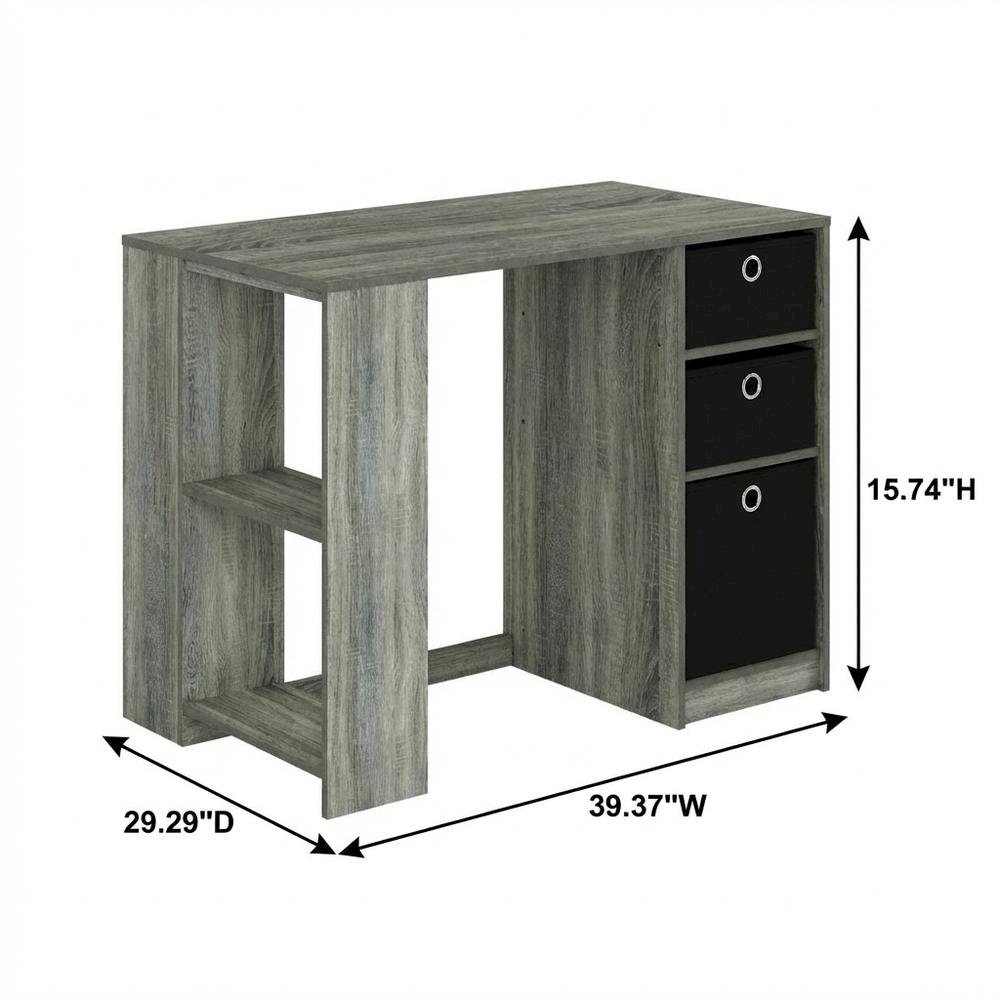 Modern computer desk in French Oak Grey - spacious workspace, sturdy build