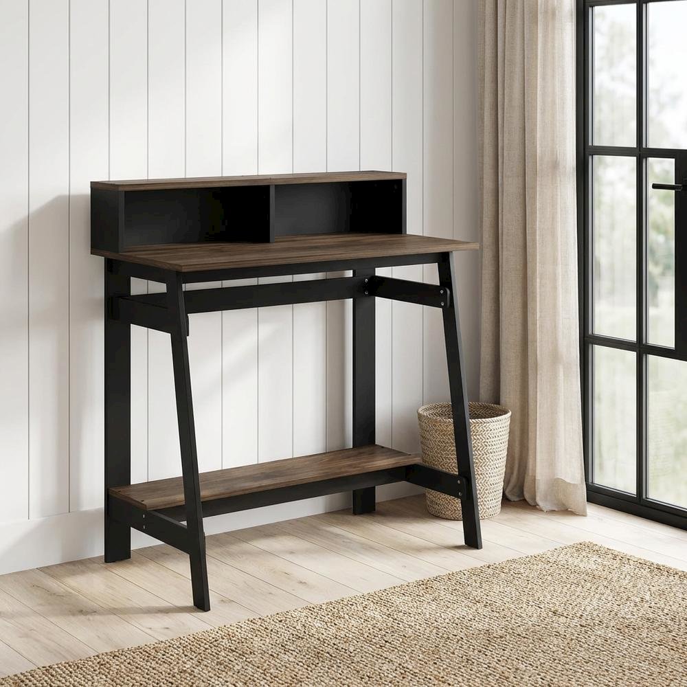 Columbia Walnut A Frame Computer Desk with Modern Style and Stable Frame