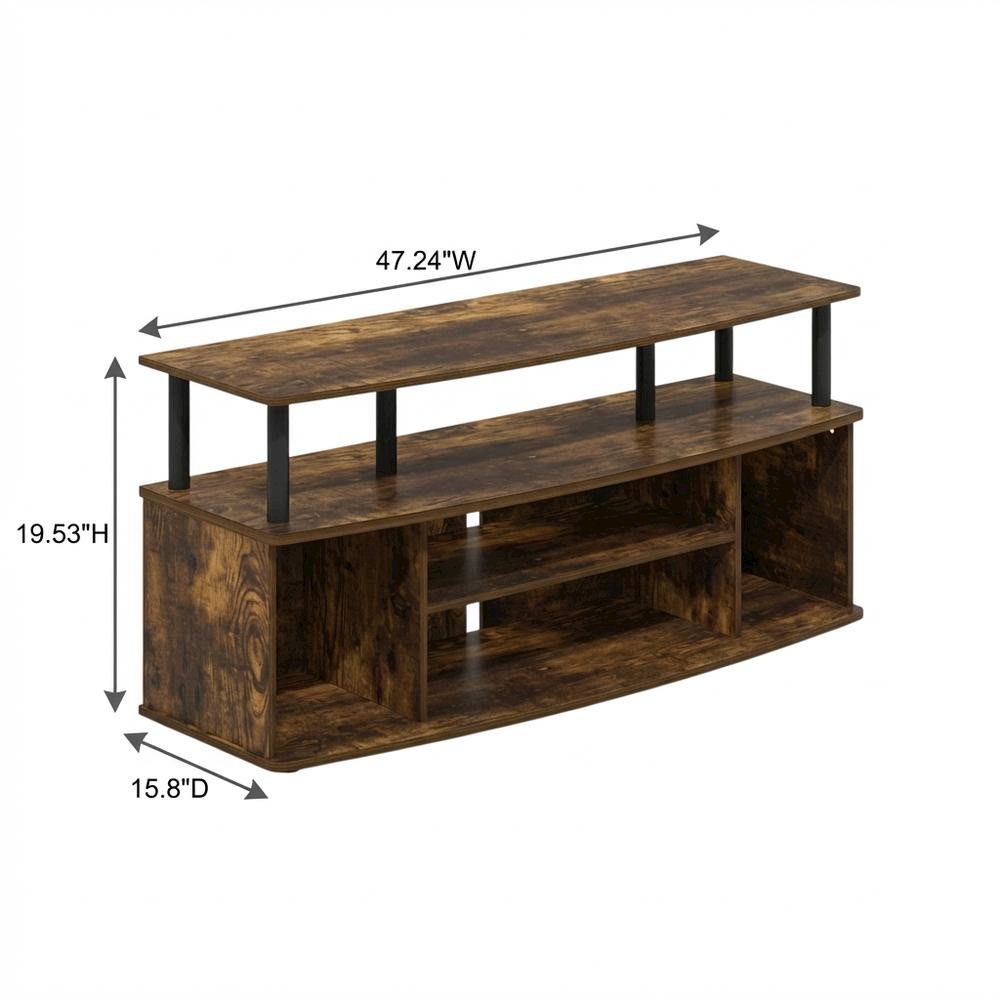 Large entertainment center for up to 55-inch TV in Amber Pine and Black finish