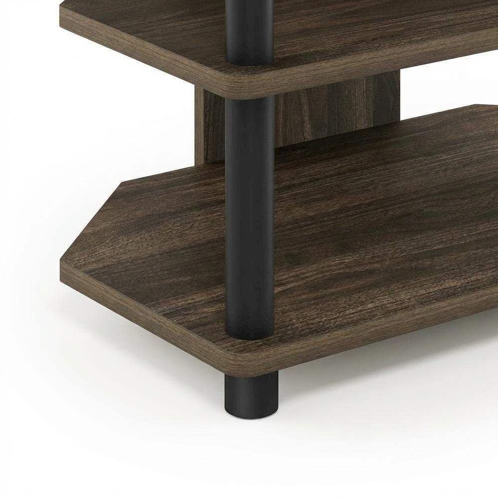 Wooden TV Stand with Columbia Walnut/Black Finish and Easy Assembly