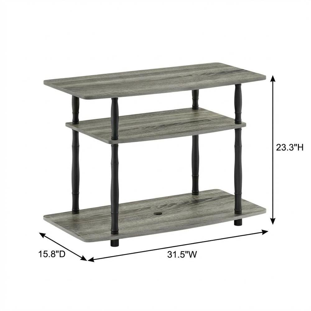 Wooden TV Stand, Classic Tube Design in Grey, Black, Modern Storage Solution