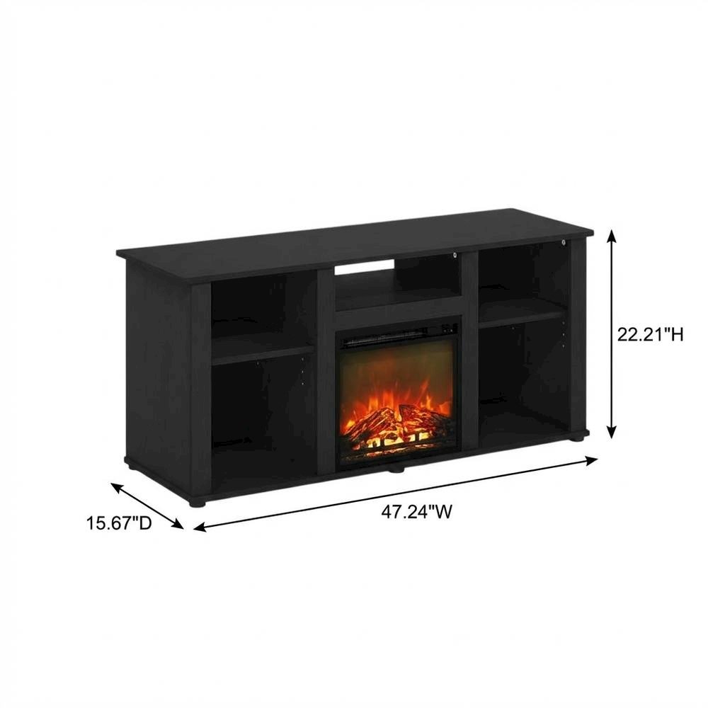 Brown Fireplace TV Stand with Open Storage for TVs up to 55 inches