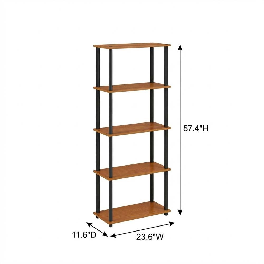 Wood Bookcase with Adjustable Shelves and Sturdy Construction