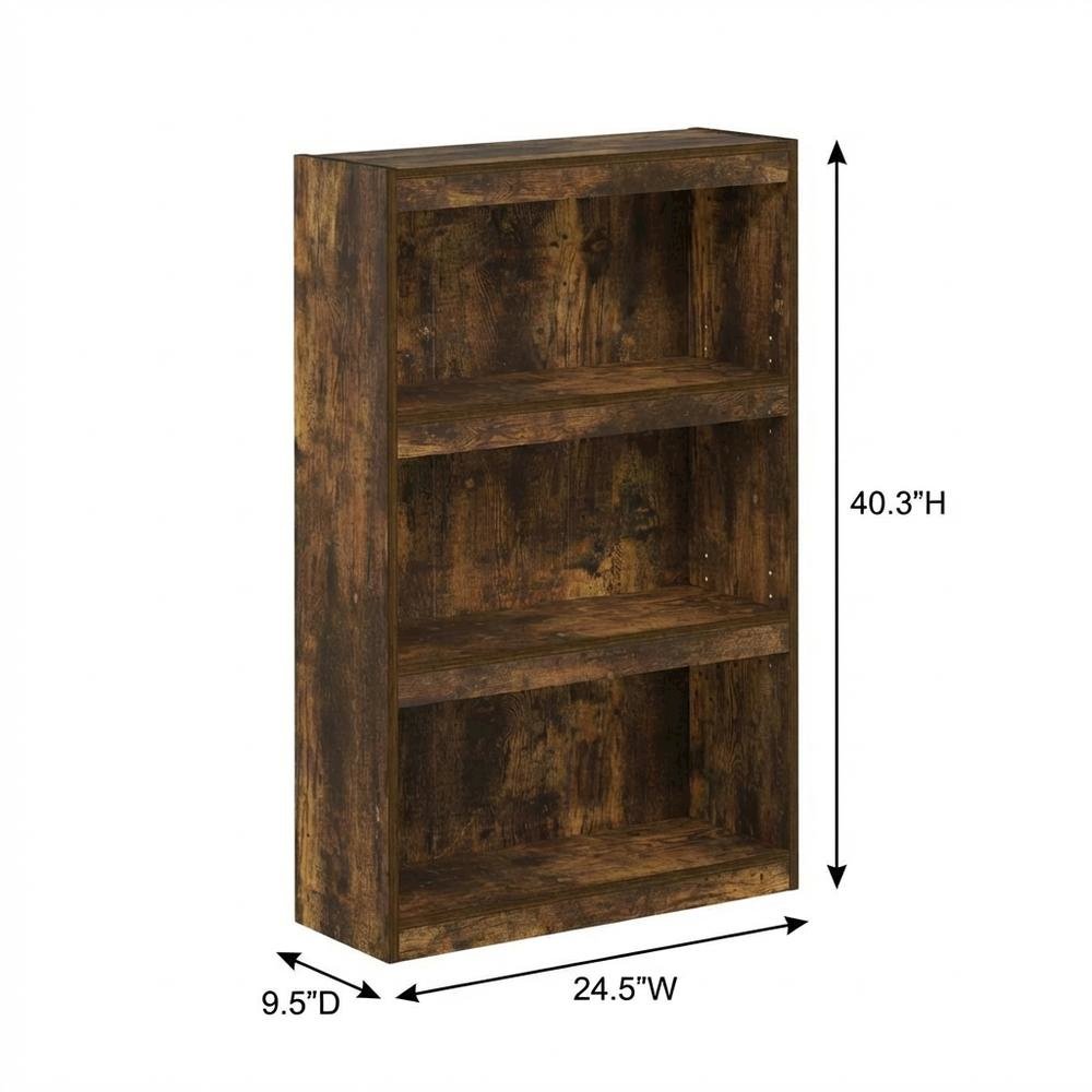 Amber Pine 3-Tier Adjustable Shelf Bookcase with Space-Saving Design