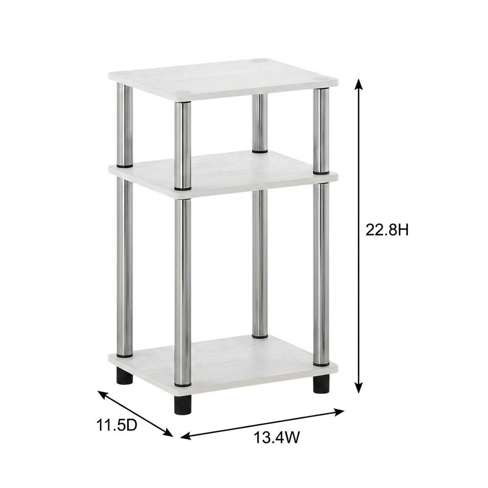 White Oak and Chrome 3-Tier End Table 2-Pack with Modern Design