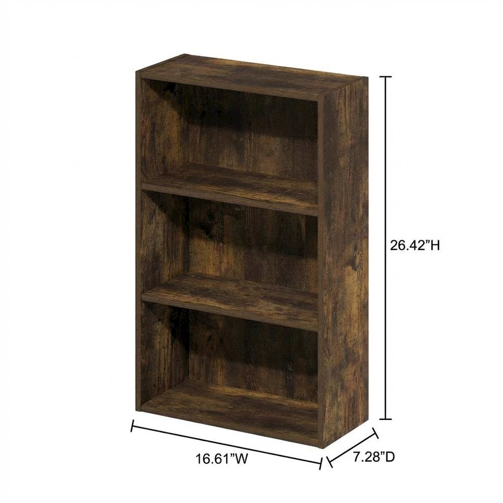 Wooden bookcase with open shelving for living room or office storage