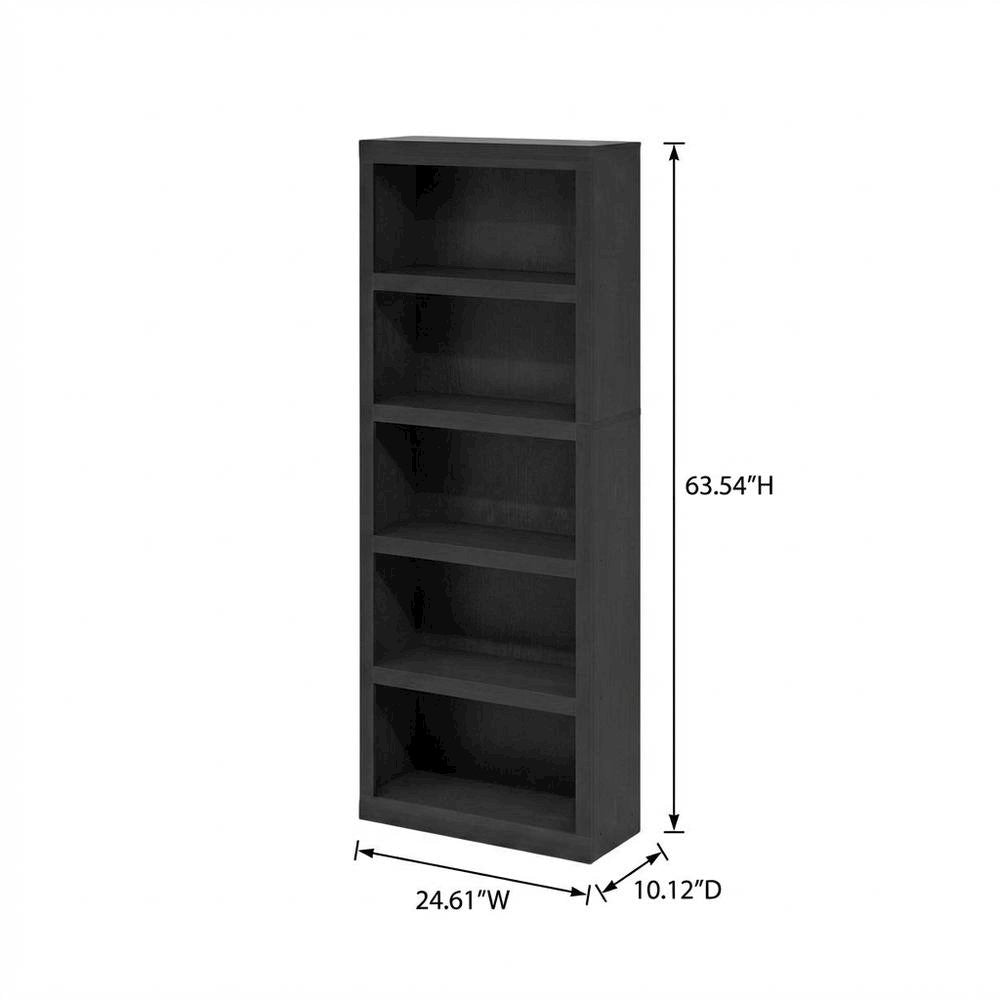 Bookcase in black wood with spacious open shelves for versatile storage