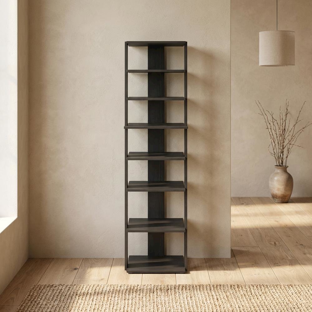 Brown 8-Tier Vertical Shoe Tower, Free Standing Space Saving Closet Organizer