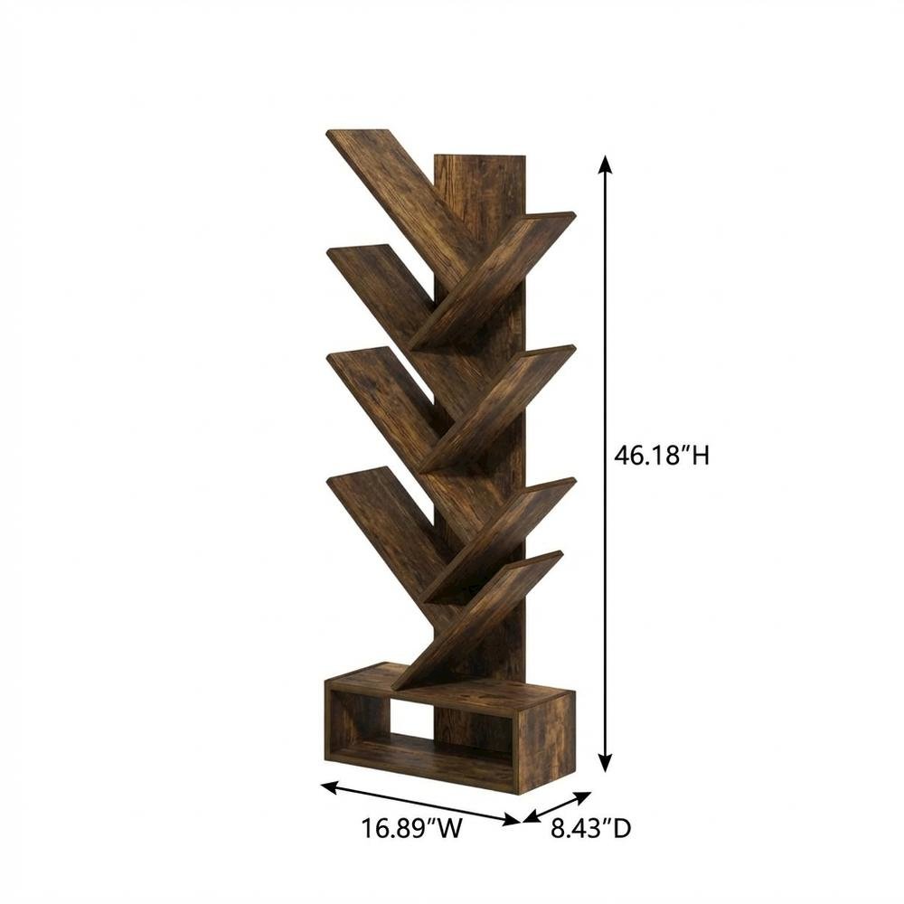 Wooden bookcase with open shelving for modern living spaces