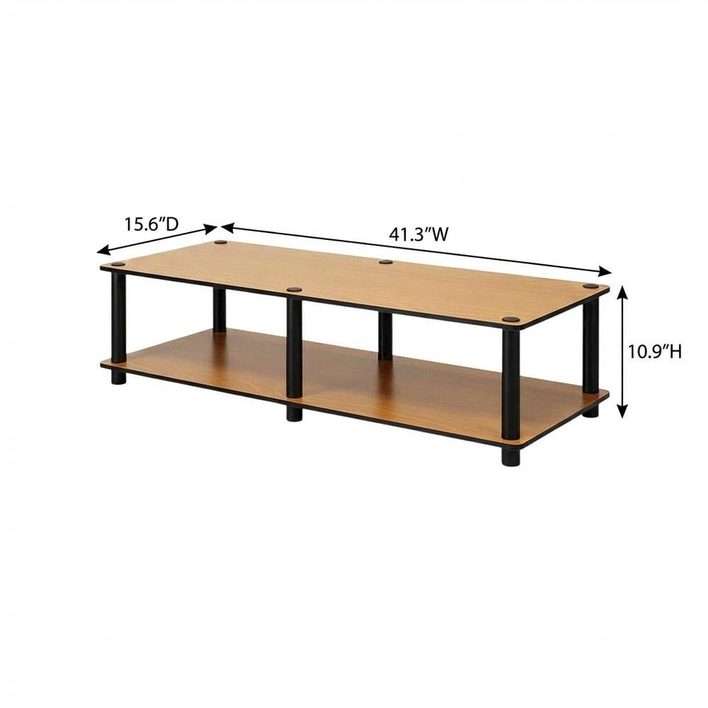 Light Cherry and Black TV Stand with Composite Wood and PVC Tubes