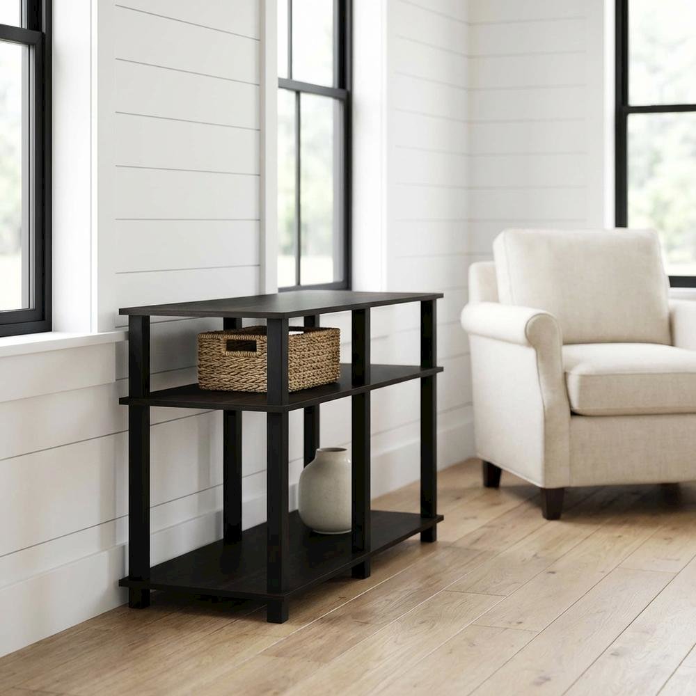 Wood TV stand with Espresso/Black finish for screens up to 40 inches