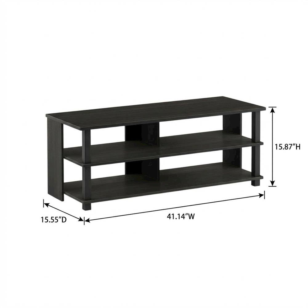 Wooden 3-Tier TV Stand, TVs up to 50 inches, Espresso/Black finish, spacious