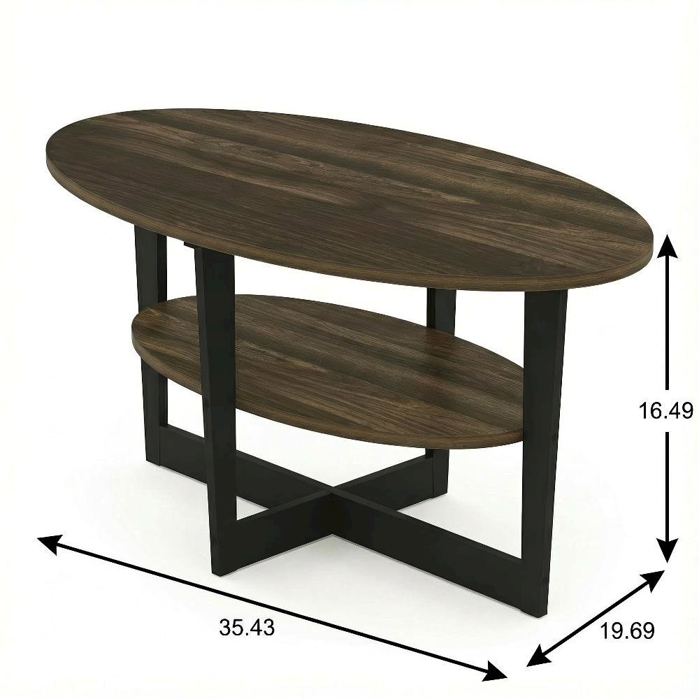 Oval Coffee Table Columbia Walnut Black Finish with Durable Construction