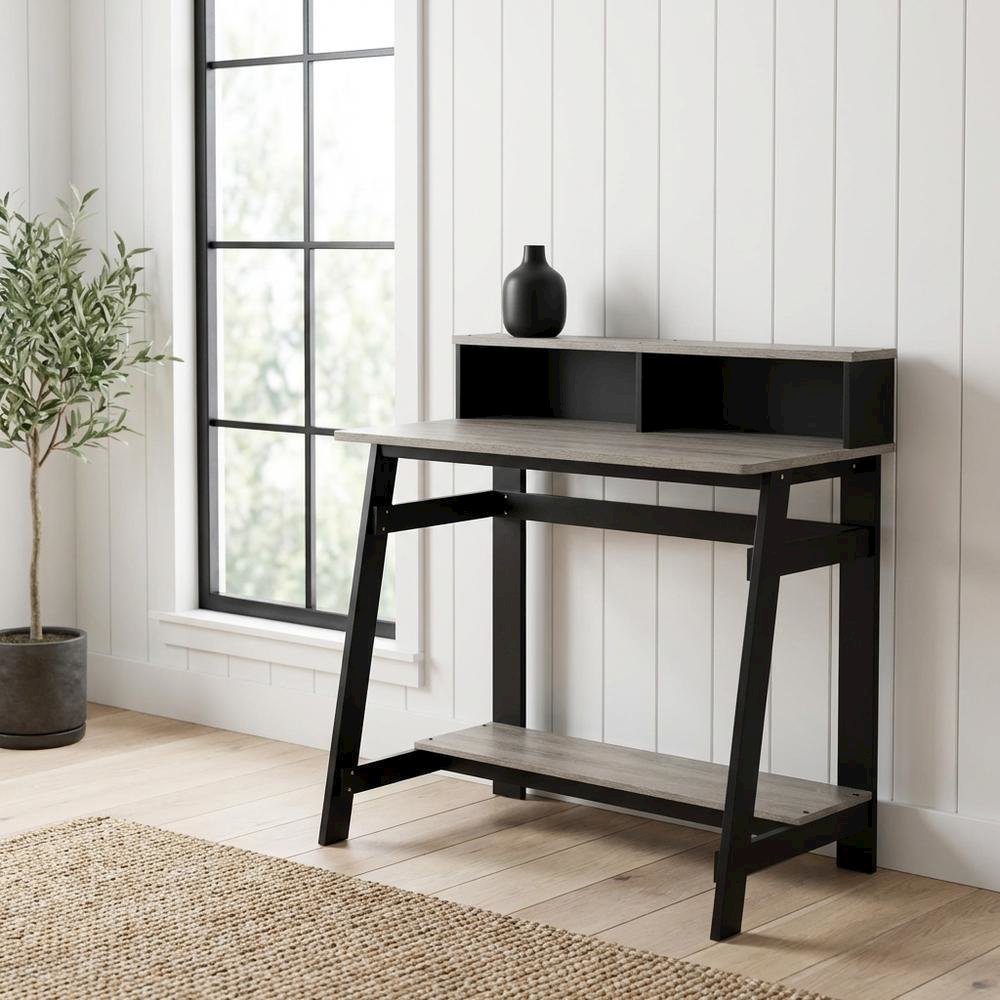 Black A Frame Computer Desk with Modern Style and Spacious Surface