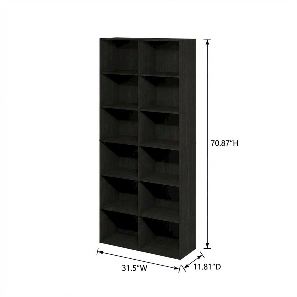 Wooden 12-Cube Open Bookcase with Ample Storage and Amber Pine Finish