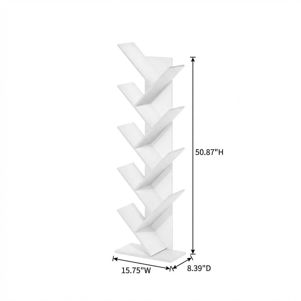 White wooden bookcase with clean design for versatile storage