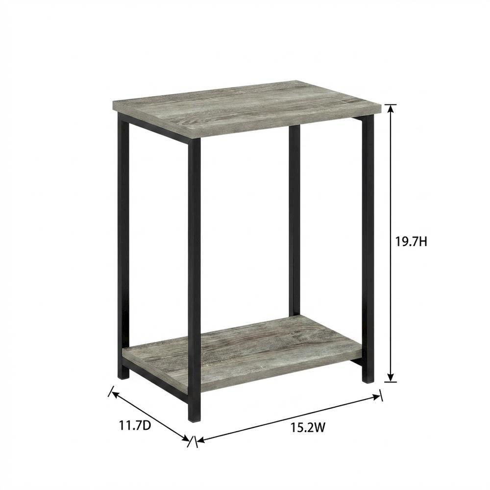 French Oak Metal Frame End Table for Living Room or Bedroom