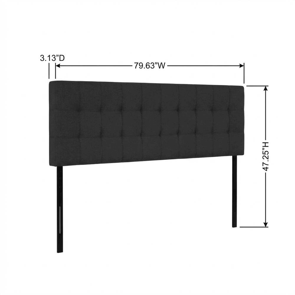 Plain Black Upholstered Tufted Headboard King Size with Durable Fabric Finish