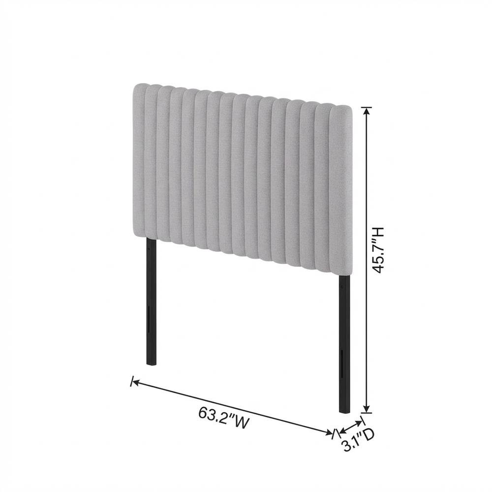 Light Grey Tufted Upholstered Queen Headboard with Cushioned Backrest