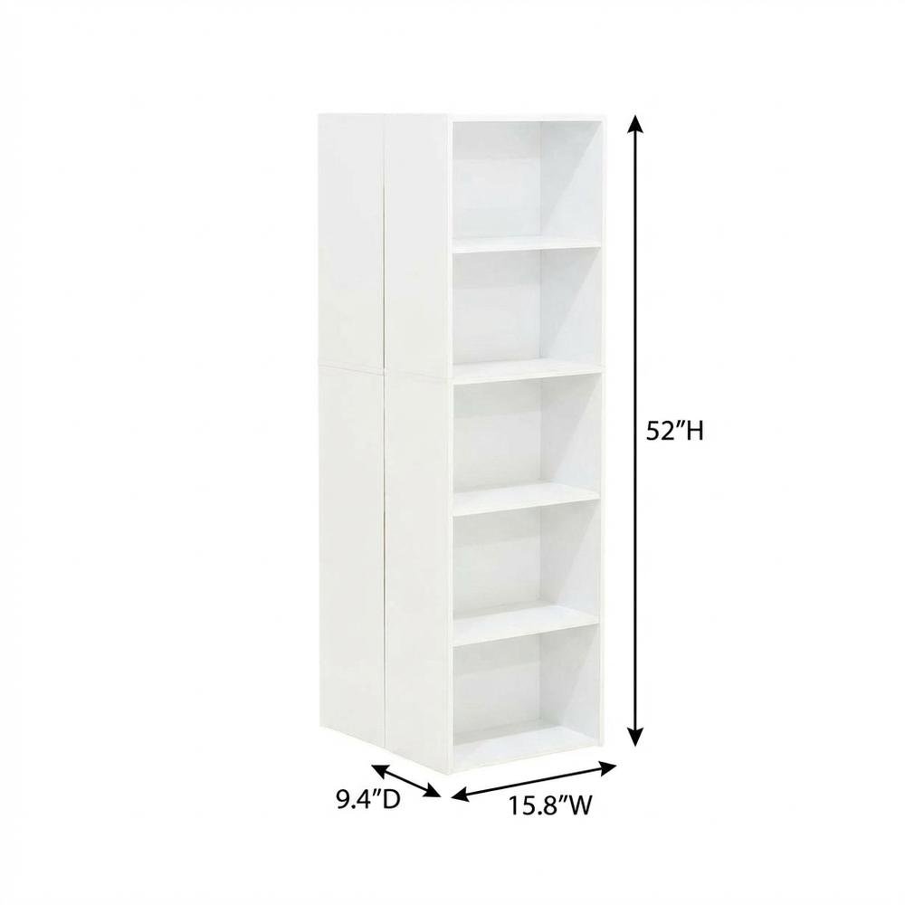 Reversible 5-Tier White Open Shelf Bookcase for Storage and Organization