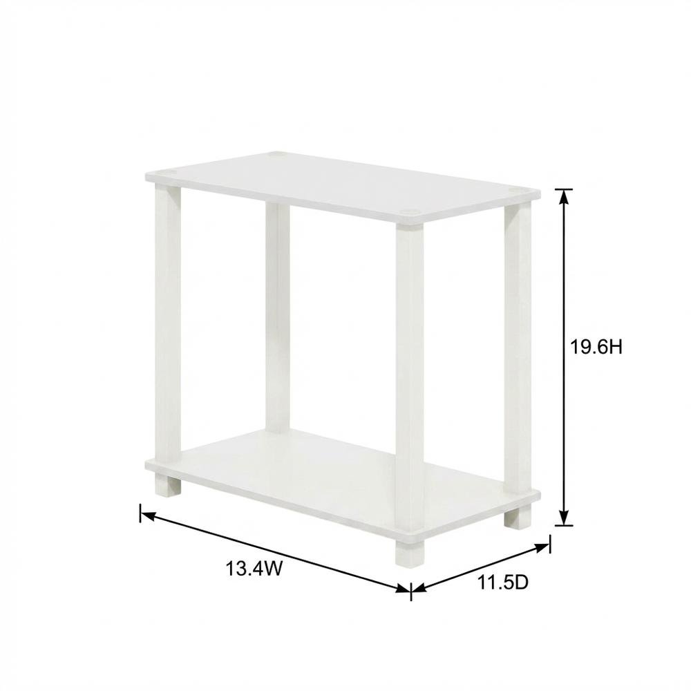 Small White End Table with Contemporary Design and Solid Construction