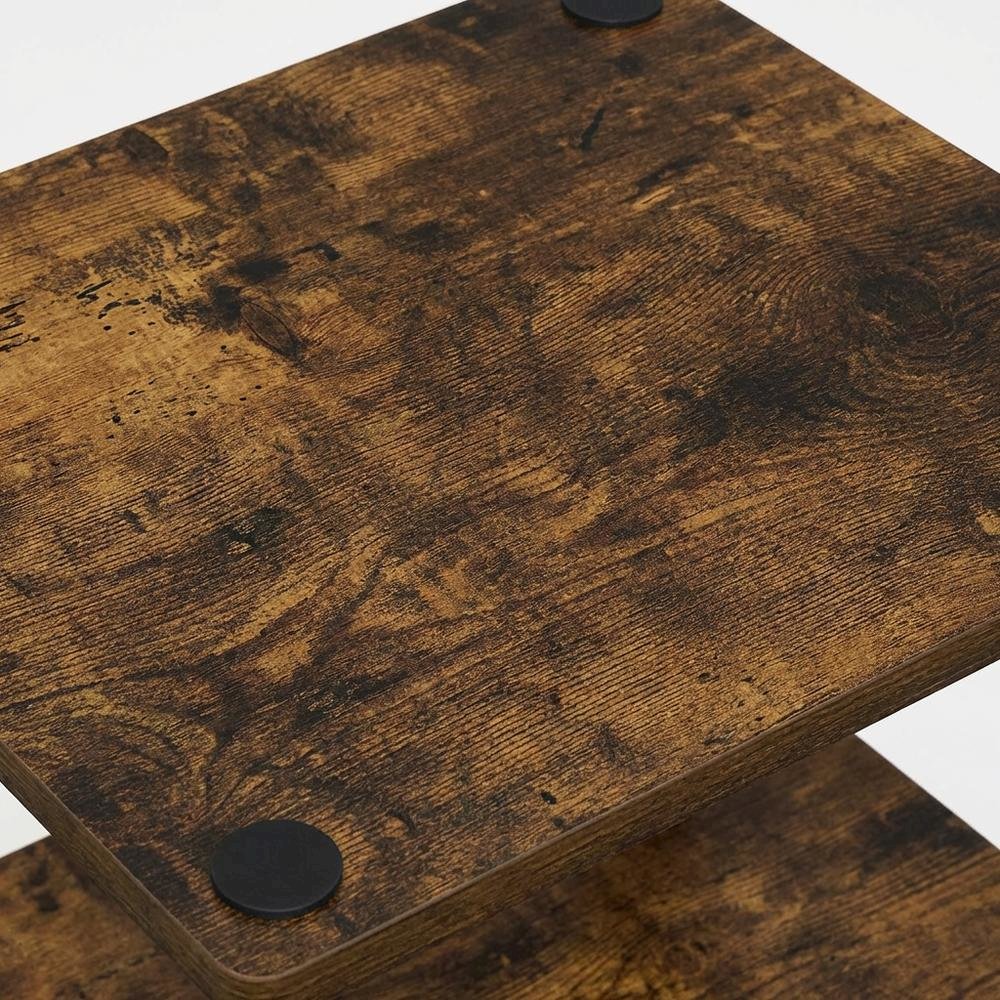 Amber Pine and Black 3-Tier End Table with Modern Design