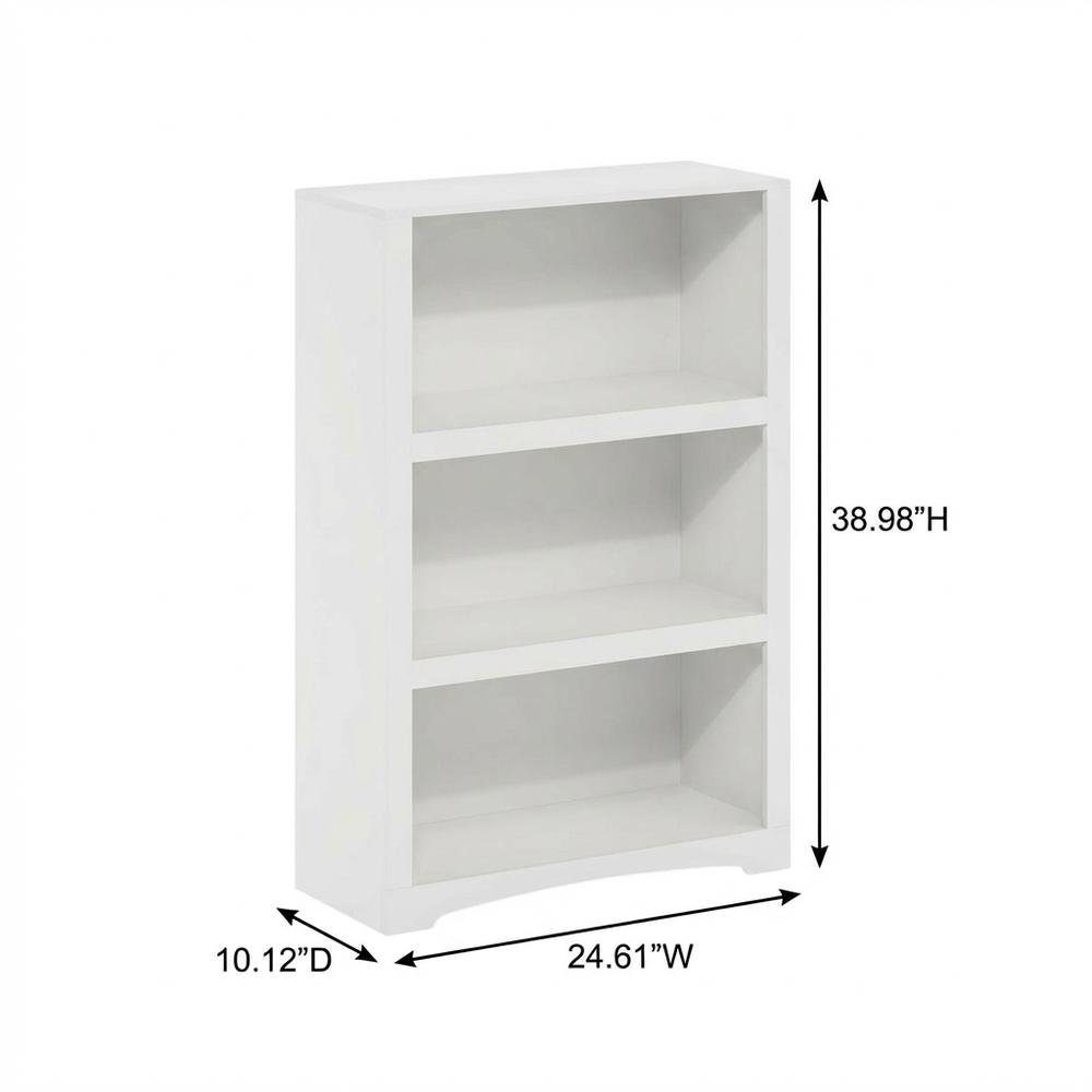 Wooden White Bookcase with Spacious Shelves for Living Room Storage