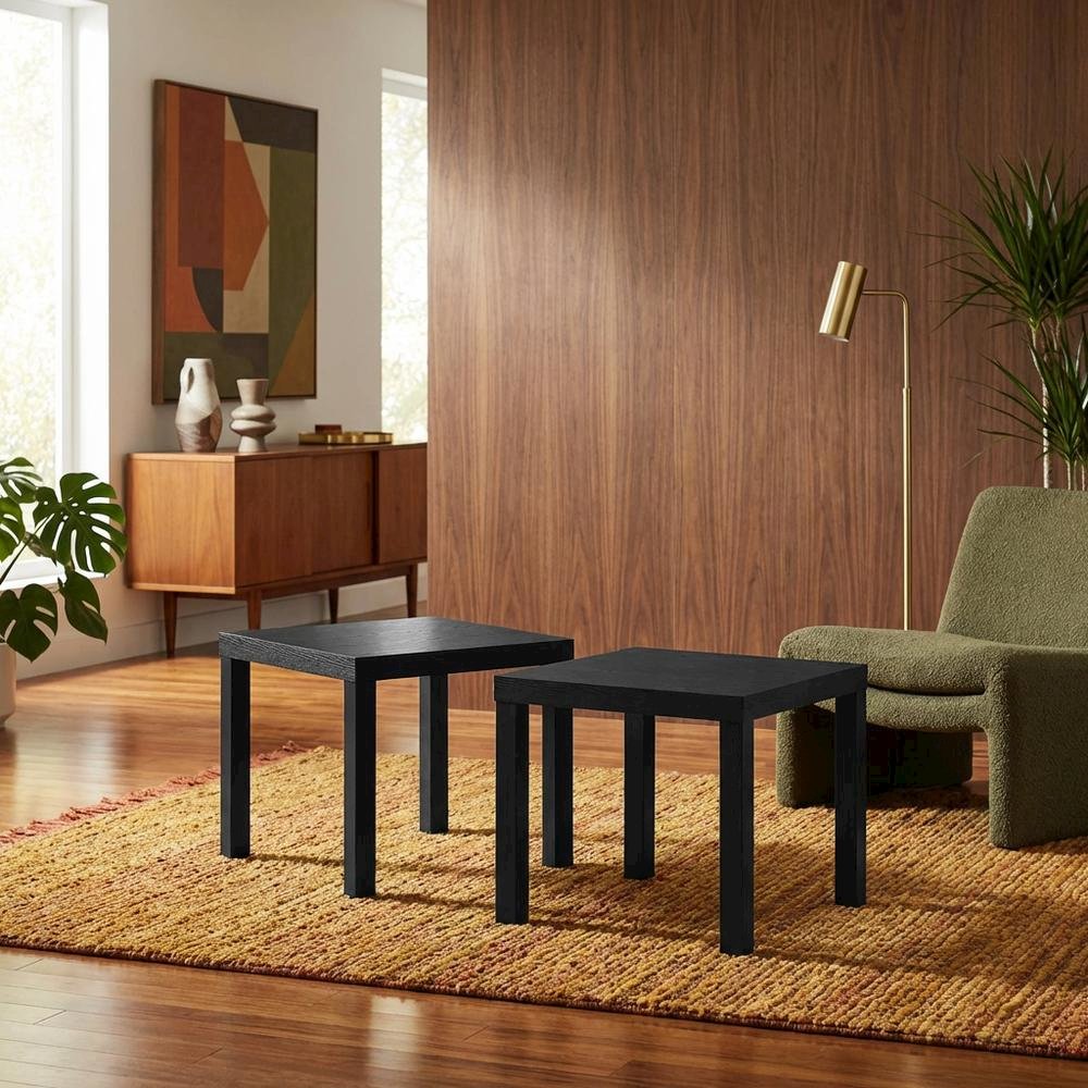 Black, Side Table, Quality Build, Durable Wood Frame