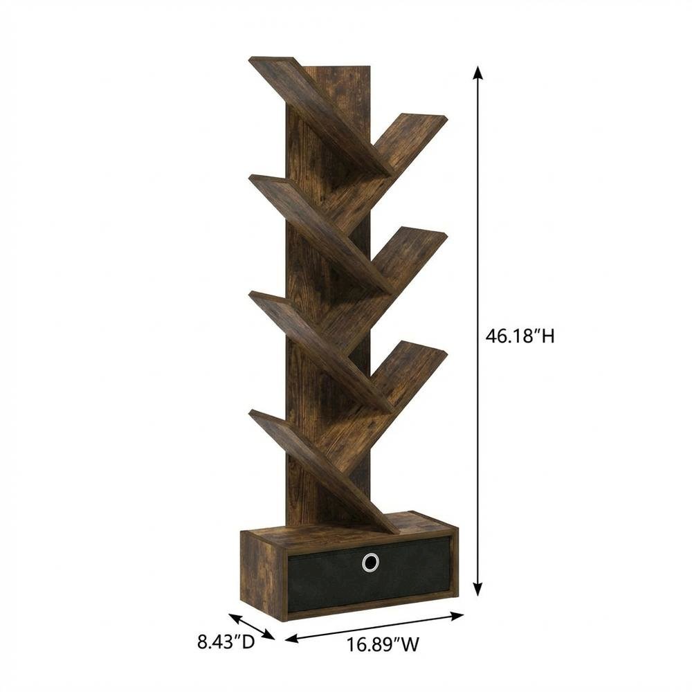 Wooden bookcase with spacious shelves and sturdy construction