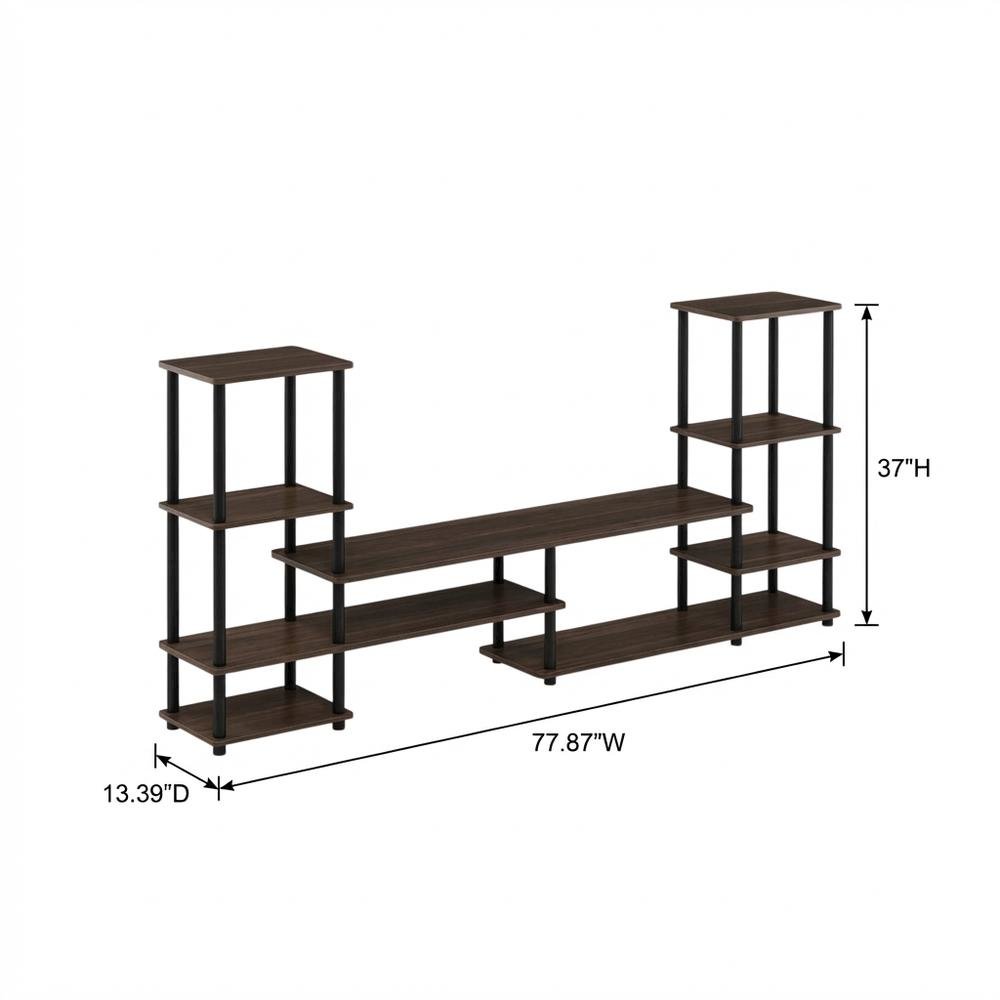 Modern Entertainment Center in Espresso/Black with Spacious Shelves and Storage