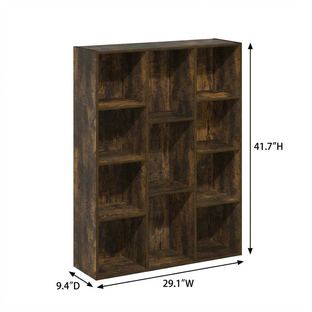 Wood Bookcase with Open Shelving for Home Office or Living Room Storage